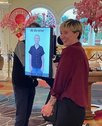 Erin Taylor next to her AI Avatar